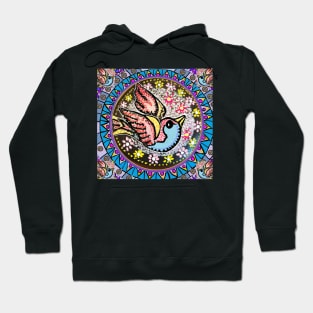 retro tattoo bird flys by LowEndGraphics Hoodie